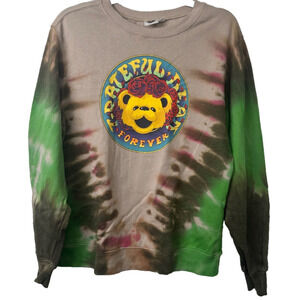 Grateful Dead Sweatshirt M Green Tie Dye Forever Music Band Pullover LS A13